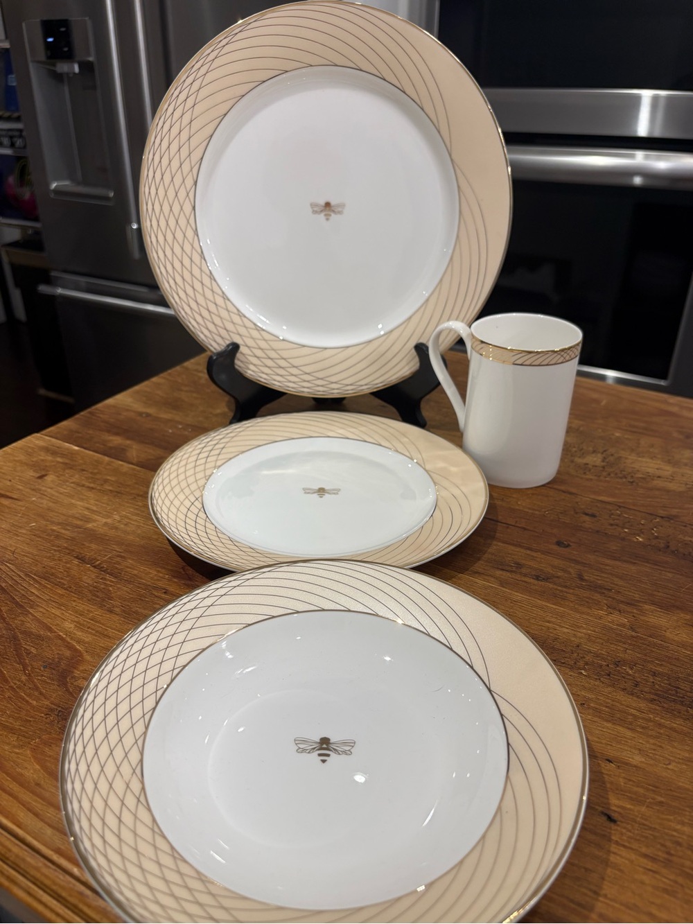 Mary Kay Bumblebee Dinnerware Elegant Cream and Gold Bee Porcelain